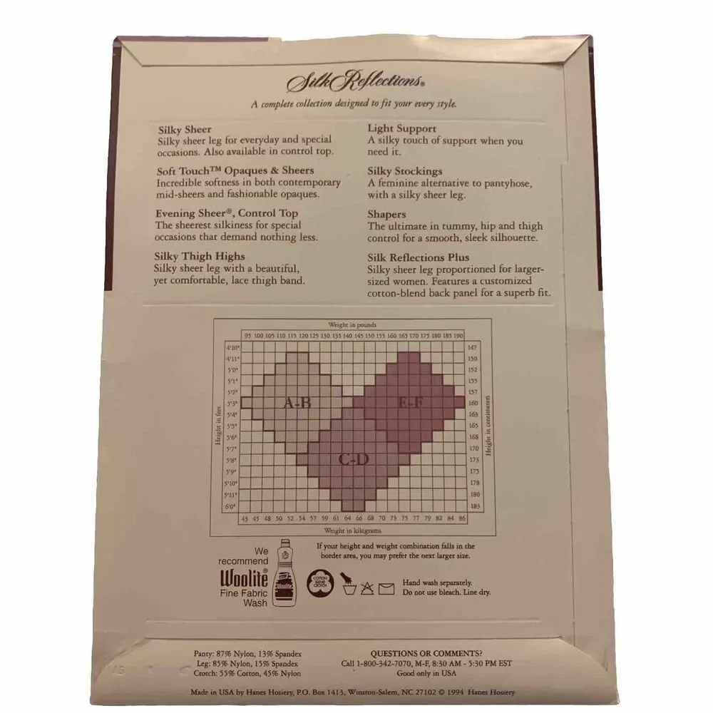 Vtg Hanes Silky Sheer Reinforced Toe Pantyhose Style 716 Size AB Quicksilver